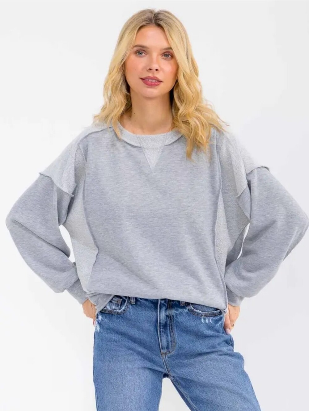 7th Ray Light Gray Relaxed Crewneck Sweatshirt